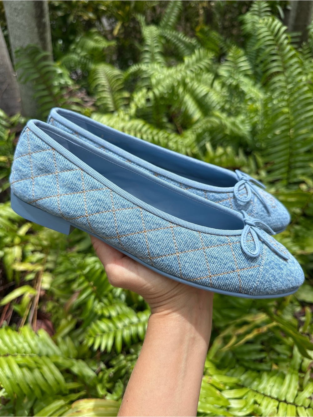 CHANEL 2026B Blue Quilted Denim Ballet Flats - Classic Logo size 38.5 - Picture 3 of 16